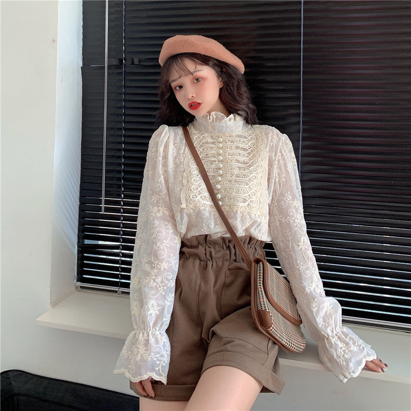 French Style Lace Shirt For Women In Spring And Autumn