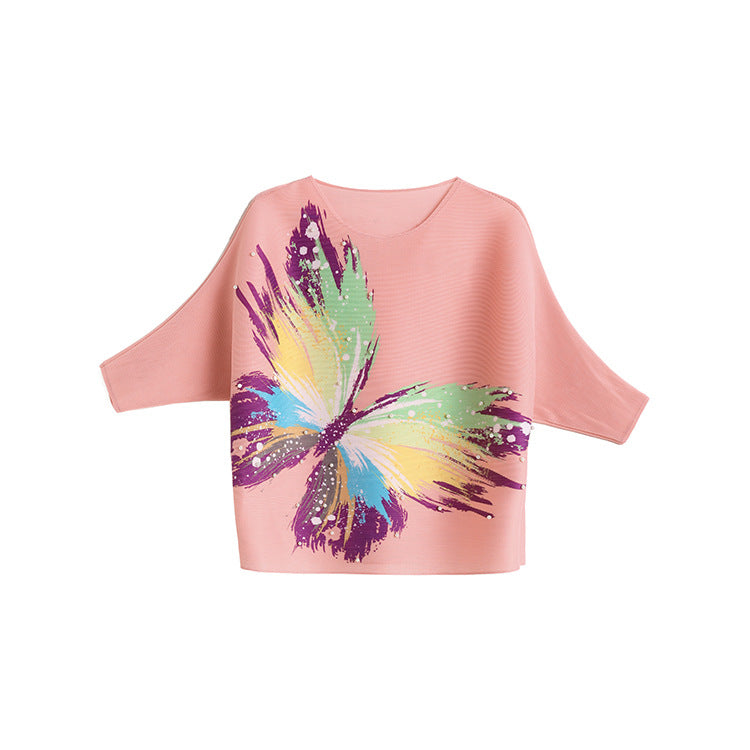 Women's Summer Butterfly Print Top Casual Loose T-Shirt