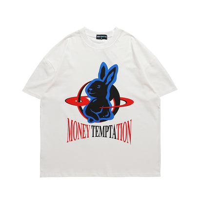 T-shirt d'été à manches courtes imprimé lapin, nouveau