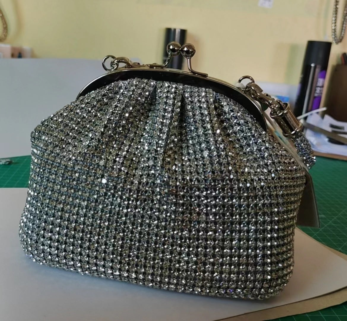 Bolso bandolera de moda con diamantes de imitación para mujer