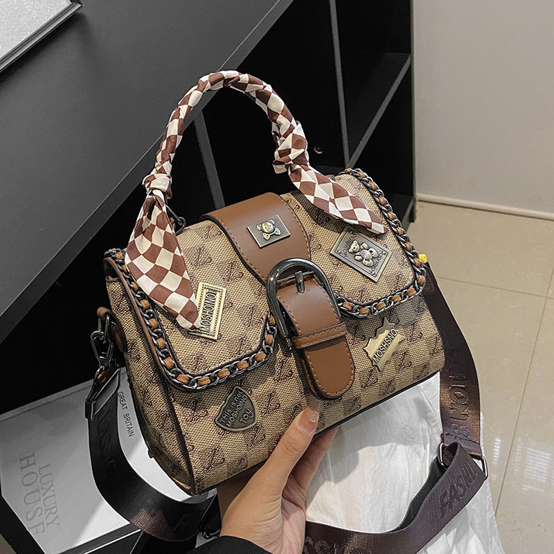 Women's Fashion Retro Printed Small Square Bag