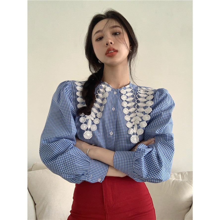 Camisa de manga larga con cuello de muñeca retro francés Niche para mujer