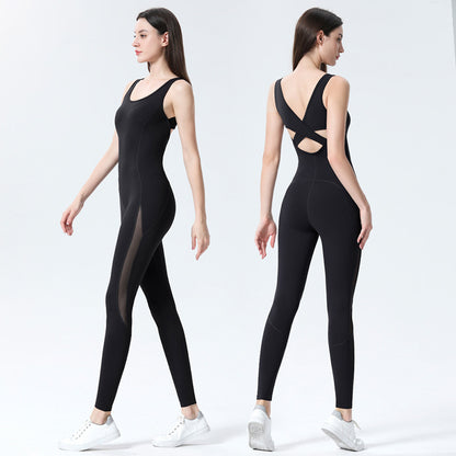 One-piece Mesh Stitching One-piece Yoga Clothes