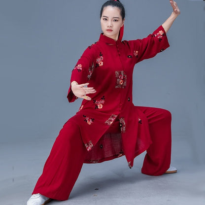 Traje Tai Ji para mujer, traje Tang Retro para práctica de artes marciales chinas, Top