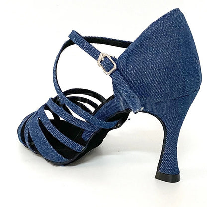 Professional Dance Shoes, Soft Denim Thick Soled Cuban Suede Shoes