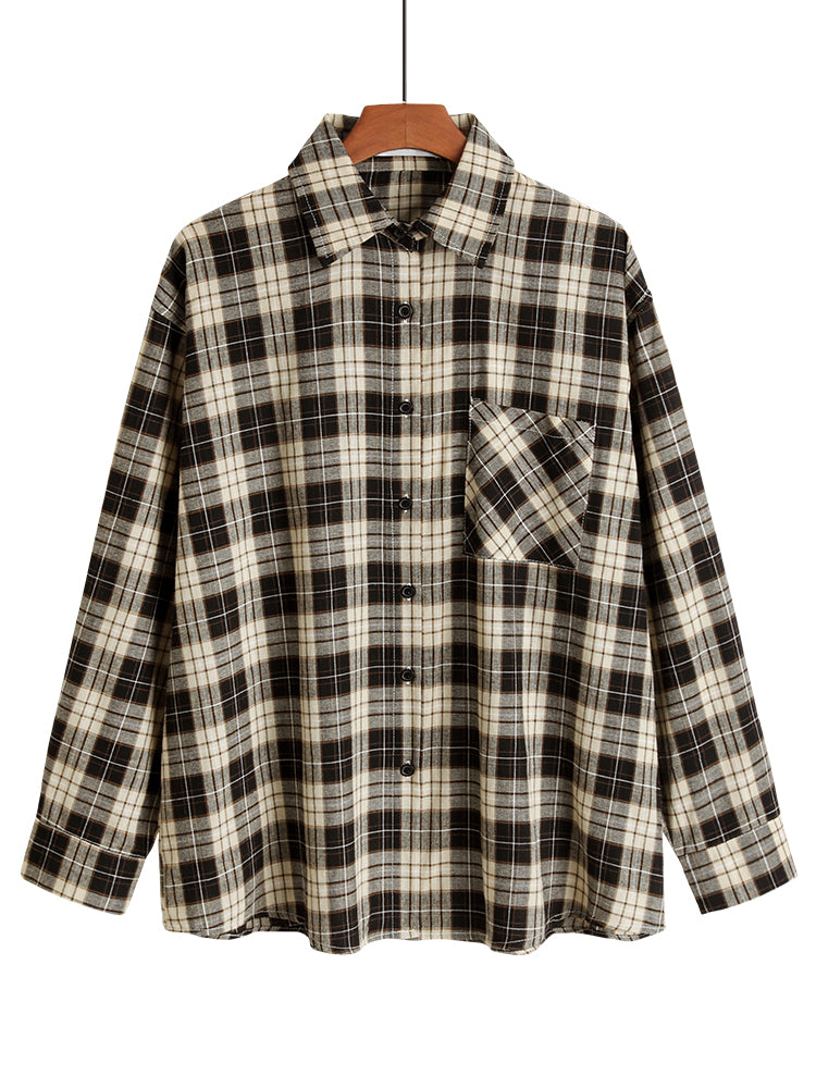 Loose ThinVersatile Long-sleeved Design Niche Plaid