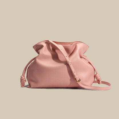 Bolso de mano de piel de vaca plisado de moda para mujer