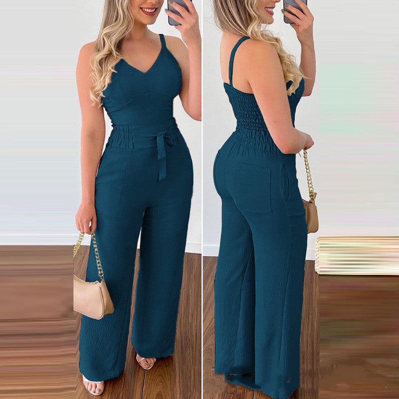 Traje informal con pantalones de pierna recta y camisola para mujer