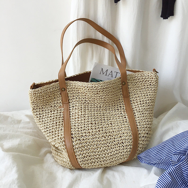 Retro Woven Straw Woven Large-capacity Bucket Food Basket