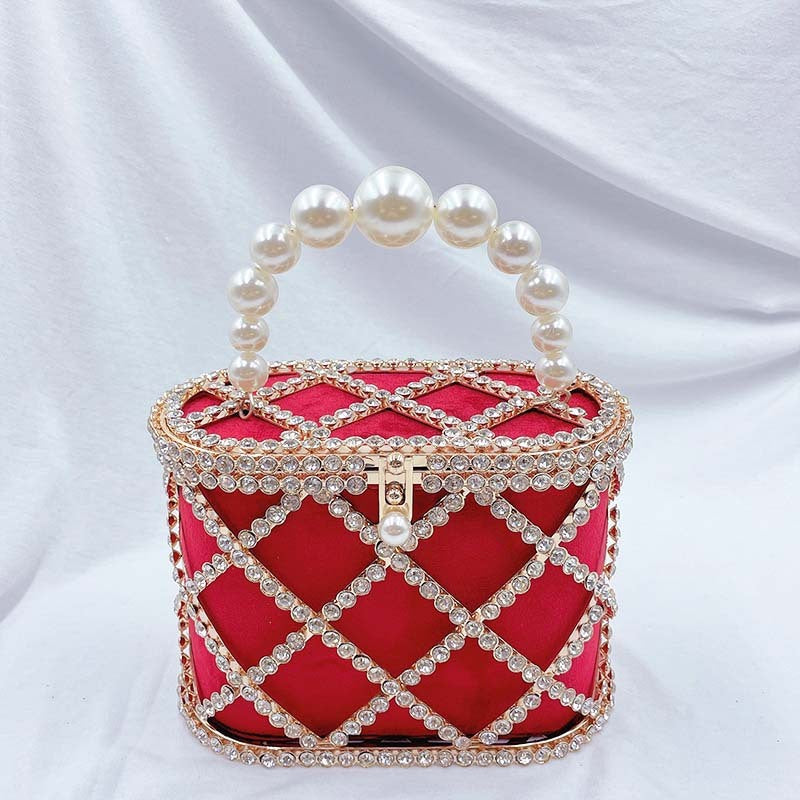 Women's Dinner Party Trendy Diamond Hollow Trendy Basket Bag