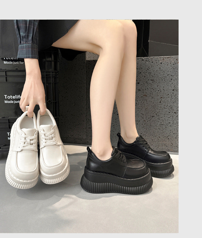 Mocasines de plataforma para mujer, estilo británico, combinables