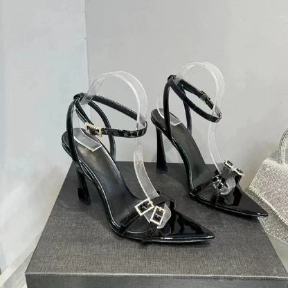 Nuevos tacones altos elegantes con cinturón fino para damas