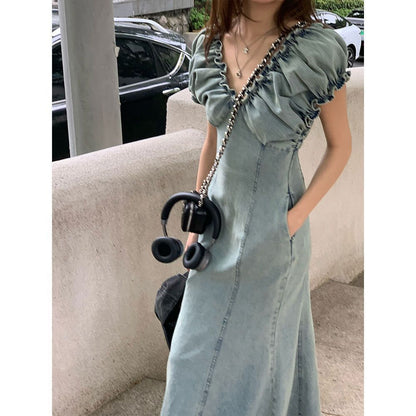 Women's Denim Long Fish Tail Dress