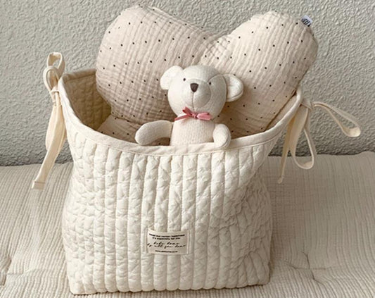 Quilted Embroidery Handbag Baby Bed Storage Bag