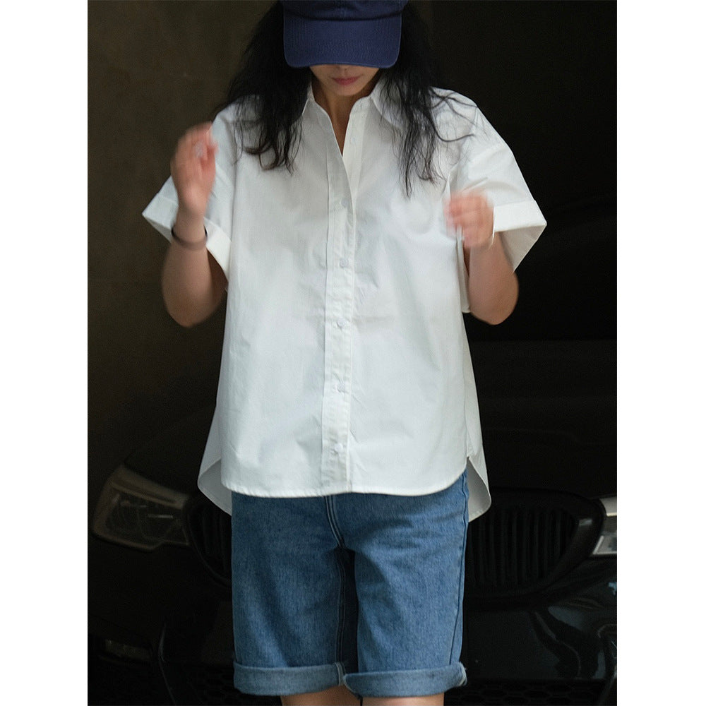 New Japanese Refreshing Casual Rolled Shirt Loose