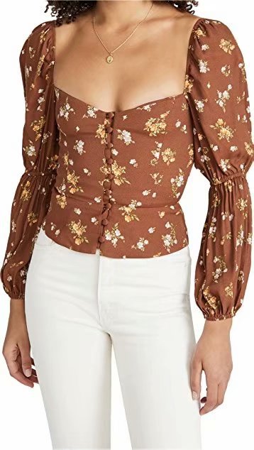 Women's Slim Fit Long Sleeve Printed Blouse