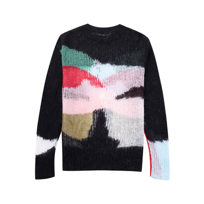 Autumn New Color Matching Hollow Out Knitwear Sweater