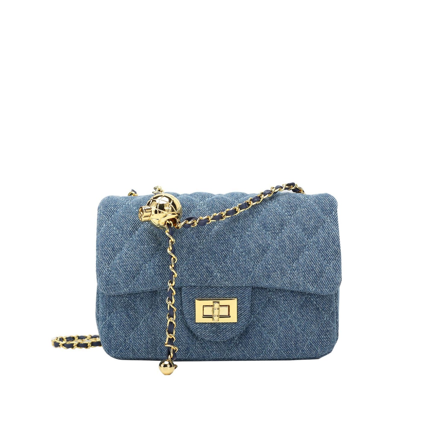 Denim Golden Ball Chain Bag Women Foreign Style Commuter Messenger Armpit