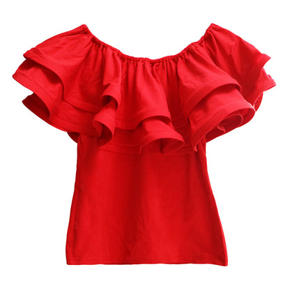 Women's Double-layer Ruffled Collar Off-shoulder Blouse