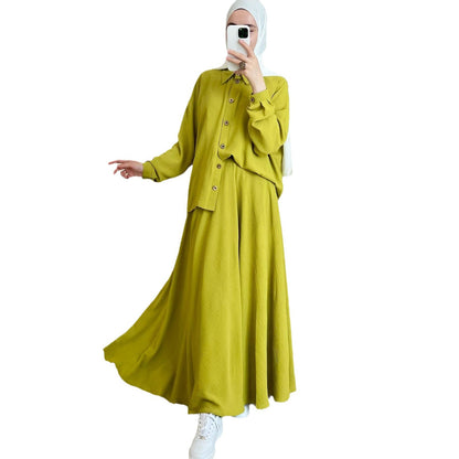 Middle East Arab New Fashion Style Long Sleeve Large Swing Skirt Suit