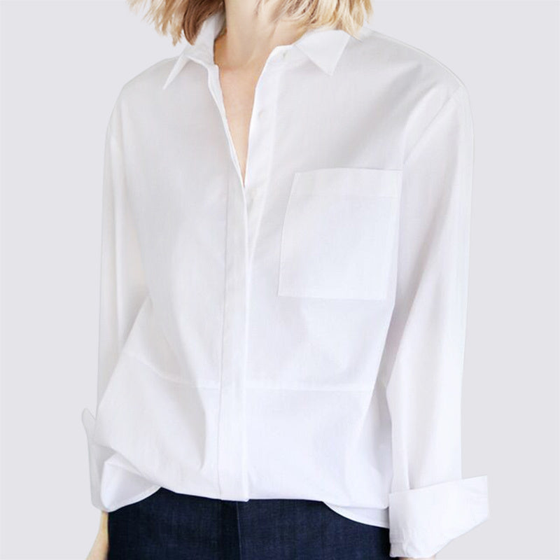 Slim Professional Loose White Shirt Women