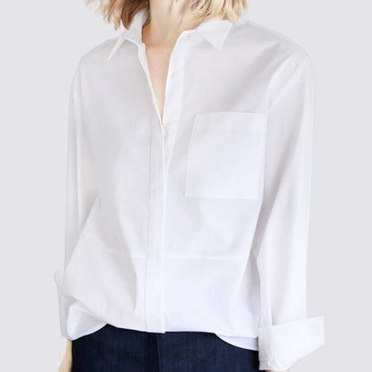 Camisa blanca suelta profesional delgada para mujer