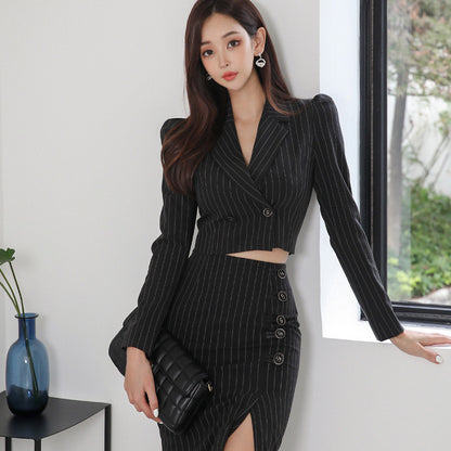 Women's Hip Stripe Skirt Suit