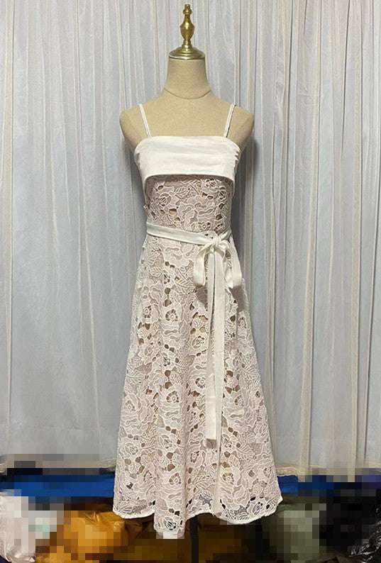 Water Soluble Lace White Suspender Dress