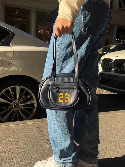 Retro Navy Blue Bowling Handbag