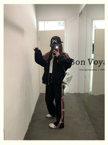 Sports And Leisure Sweater Coat Female Straight-leg Pants