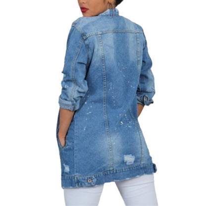 European And American Foreign Trade Ripped Denim Jacket