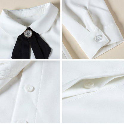 Camisa de empleado profesional delgada de cuello blanco