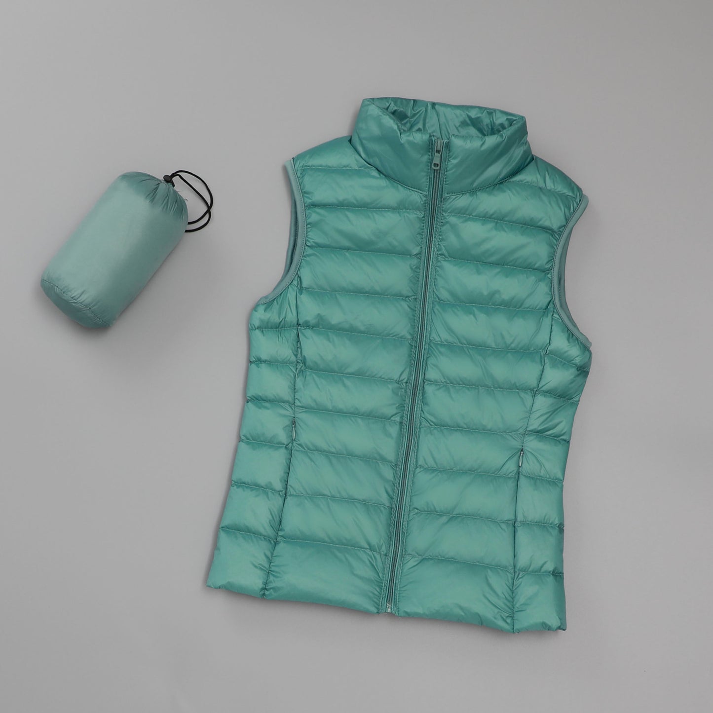 Gilet en duvet léger pour femmes, gilet court et Slim de Style coréen à col montant