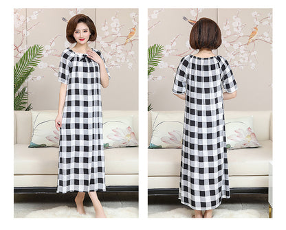 Large Size Pure Silk Long Nightdress Female Summer