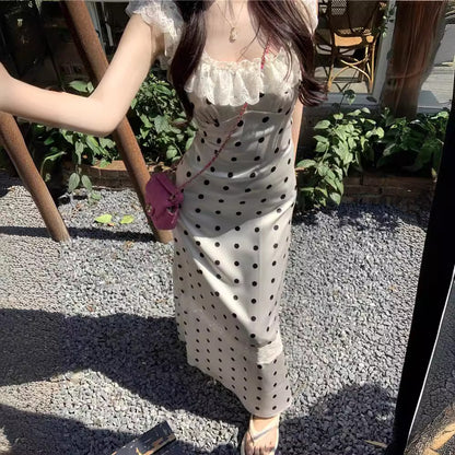 Polka Dot Brace Dress Women