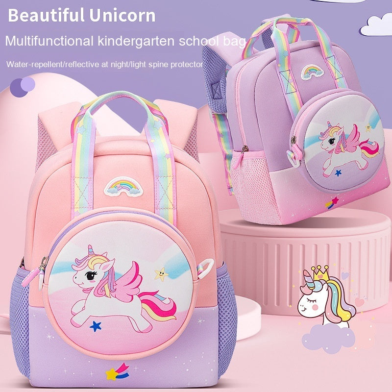 Fashion Cartoon Student Toddler Schoolbag Burden Reduction Spine Protection Backpack