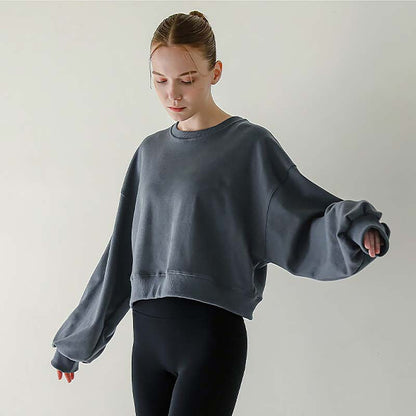 Long Sleeve Round Neck Pullover Leisure Short Sweater