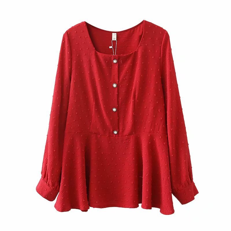 Korean Version Of Fashion Temperament Retro Square Collar Thin Shirt