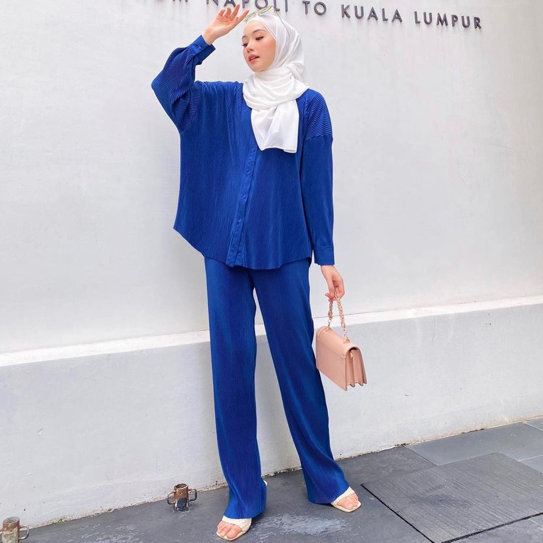 Malaysia Indonesia Clothing Suit Pleated Baggy Pants