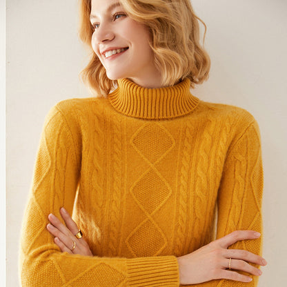 Female Turtleneck Pullover Thick Cashmere Sweater