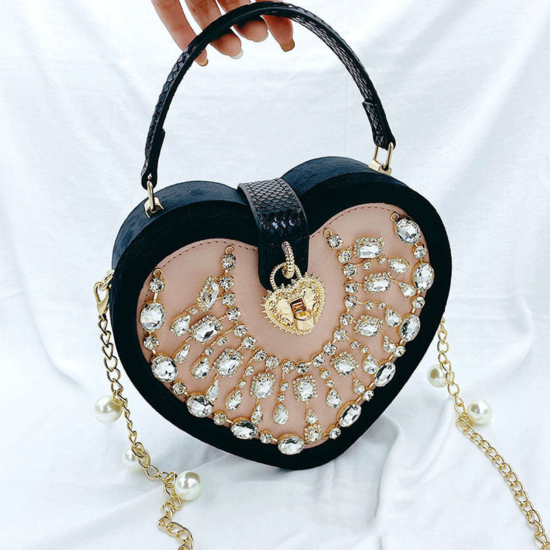 Bolso de mujer Love con diamantes y perlas, gran capacidad y dulce