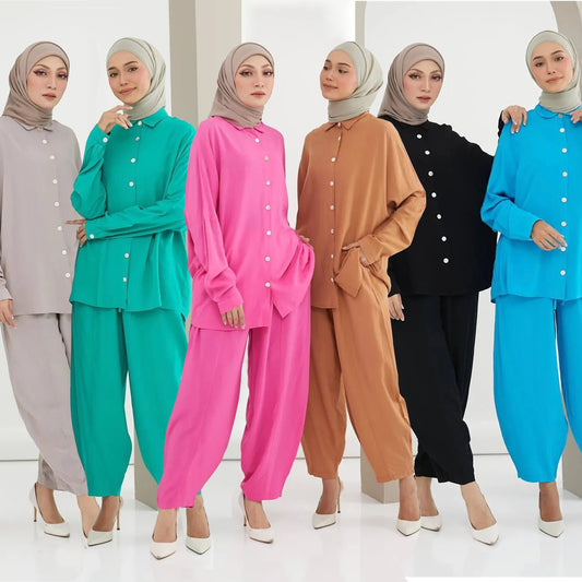 Pantalones Harem De Moda De Indonesia Traje De Ocio Suelto Con Manga De Murciélago