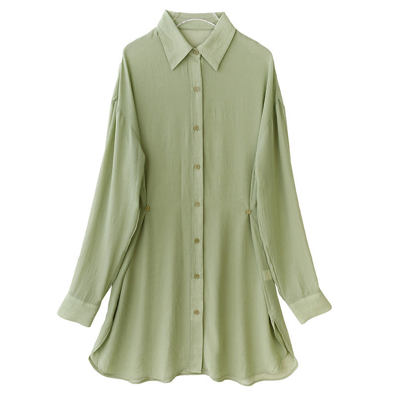 New Single-breasted Cardigan Commuter Solid Color Long-sleeved Shirt