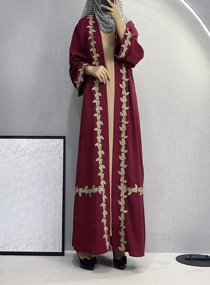 Robe longue pour femmes, robe Cardigan en dentelle brodée de dubaï