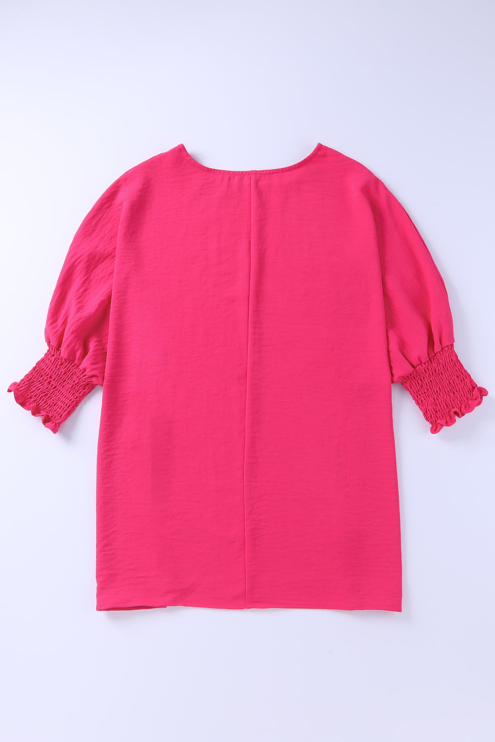 Blusa informal lisa con mangas de murciélago y puños fruncidos albaricoque