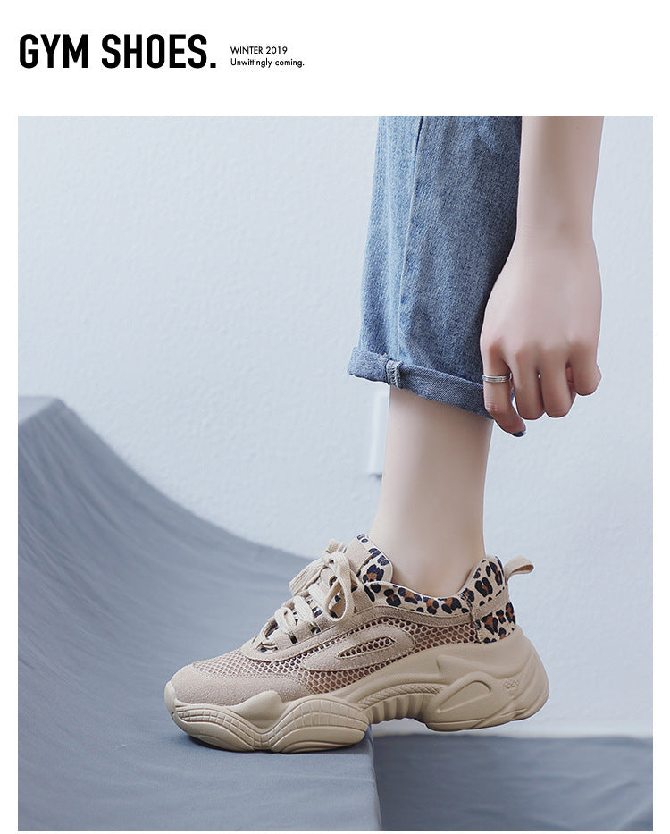 Leopard Print Mesh Breathable Casual Platform Sneaker