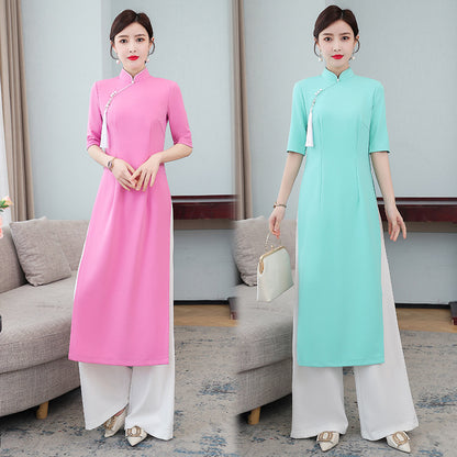 Performance Costume Short Sleeve Dress Pants Suit Women