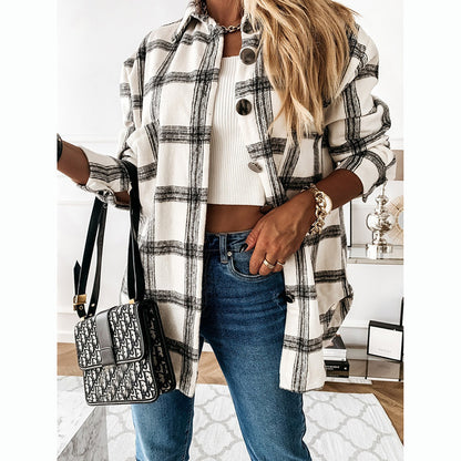 New Fashion Plaid Casual Ladies Shirt