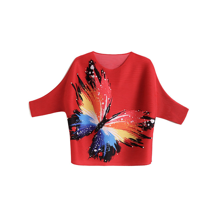 Women's Summer Butterfly Print Top Casual Loose T-Shirt