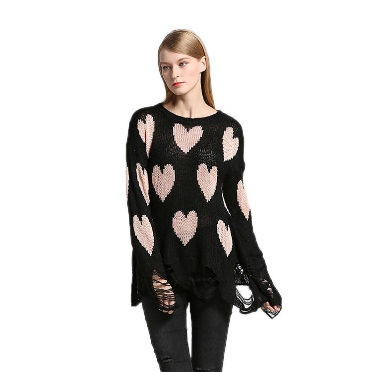 Women's Fashion Loose Hole Knitwear Pullover